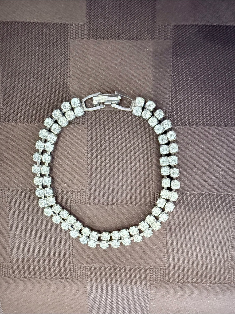 Vintage 2-Row Clear Rhinestone
Tennis Bracelet - 7" Long